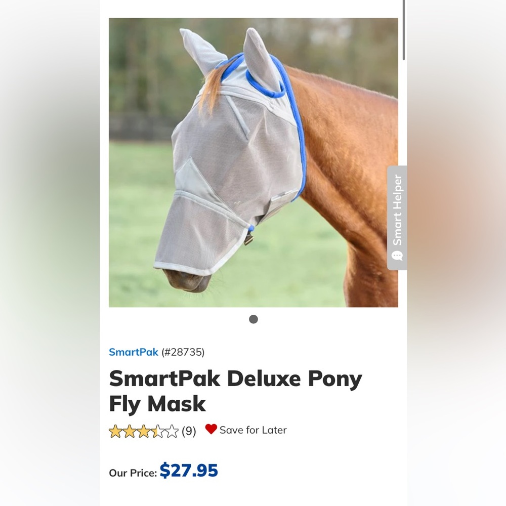 New with tags SmartPak Deluxe Pony Fly Mask